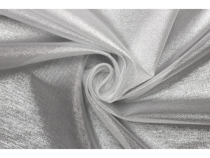 Organza třpitivá vánoční - Stříbrný metalický lesk